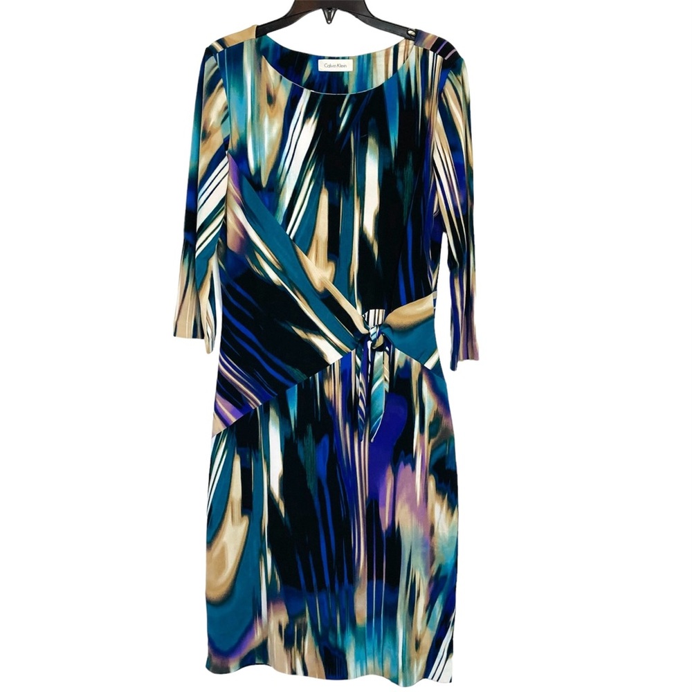 Calvin Klein Multi Color Pullover Knit Sheath Dress